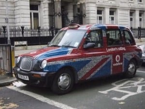 London Calling Taxi Wrap for vodaphone in London 