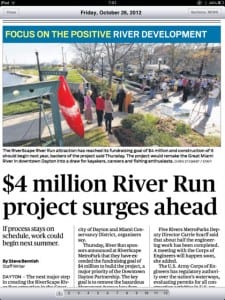 DDN front page screen grab 26 OCT 2012 on River Run
