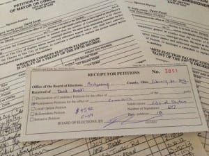 Photo of David Esrati petition turn in, and reciept for Dayton City Commission