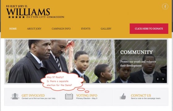 Screenshot from Joey D. Williams site for Dayton City Commission