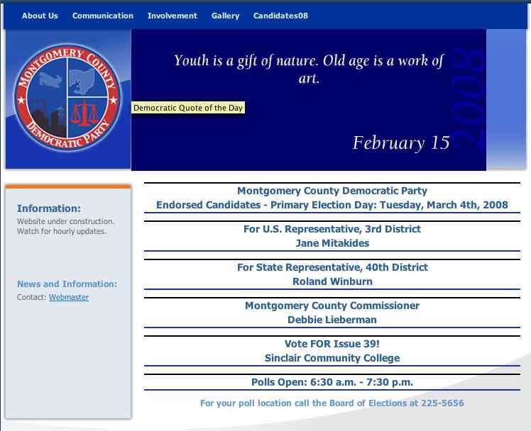 Home page of Montgomery County Democratic Party site