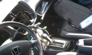 photo of dashboard of Honda Civic after theft