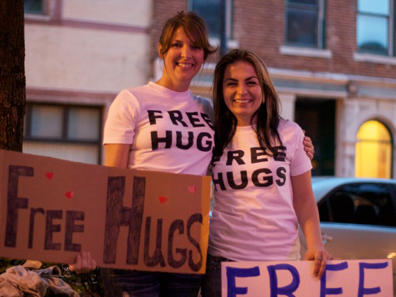 Free Hugs panhandlers in the Oregon District