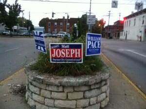 Illegally placed campaign signs in Dayton OH in the public right of way