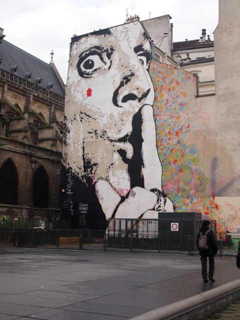 Place Stravinsky wall art by French artist, Jef Aerosol