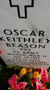 Photo of the tomb stone of Oscar Keithly Beason, murdered in Dayton Ohio