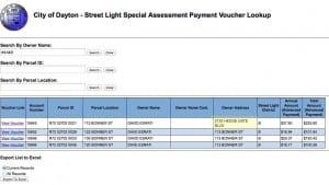Screenshot of Dayton Streetlight assessment