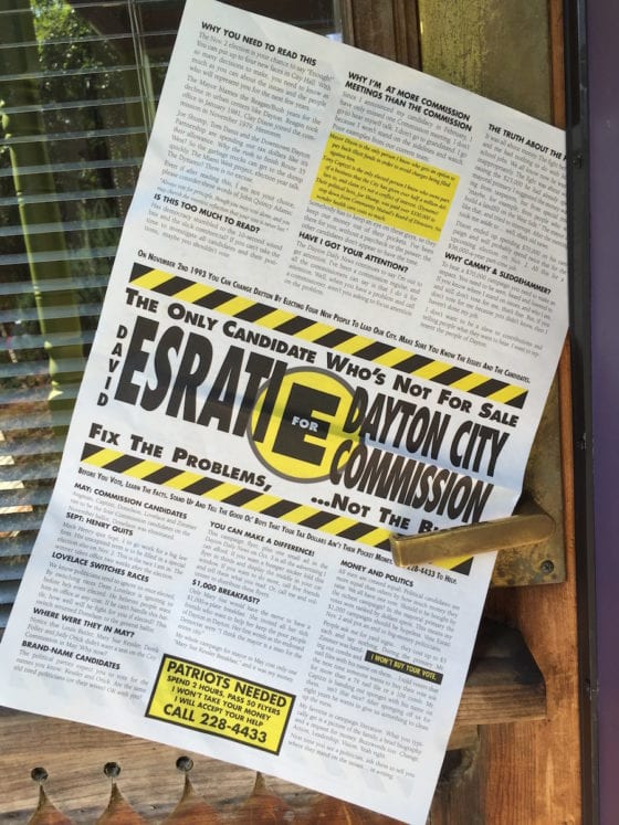 David Esrati Campaign literature from 1993