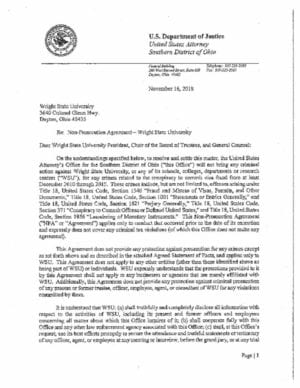 thumbnail of U.S. Attorney Southern District of Ohio Non-Prosecution Agreement