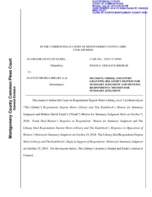 thumbnail of DECISION ORDER, AND ENTRY GRANTING RELATORS MOTION FOR SUMMARY JUDGMENT AND DENYING RESPONDENTS MOTION FOR SUMMARY JUDGMENT