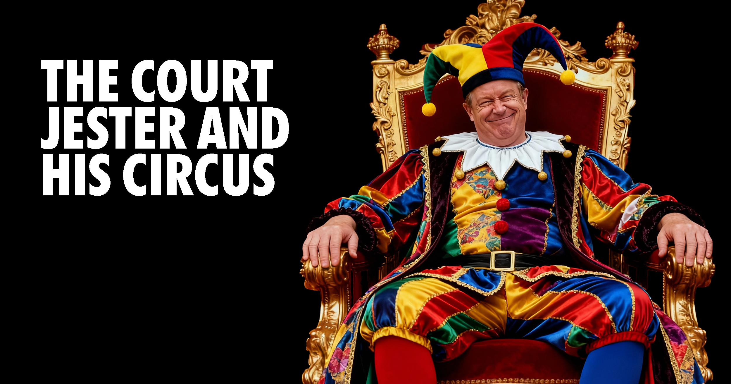 The foley clown show The Court Jester and his Circus- Montgomery County Clerk of Courts Mike Foley on a throne wearing a court jesters costume
