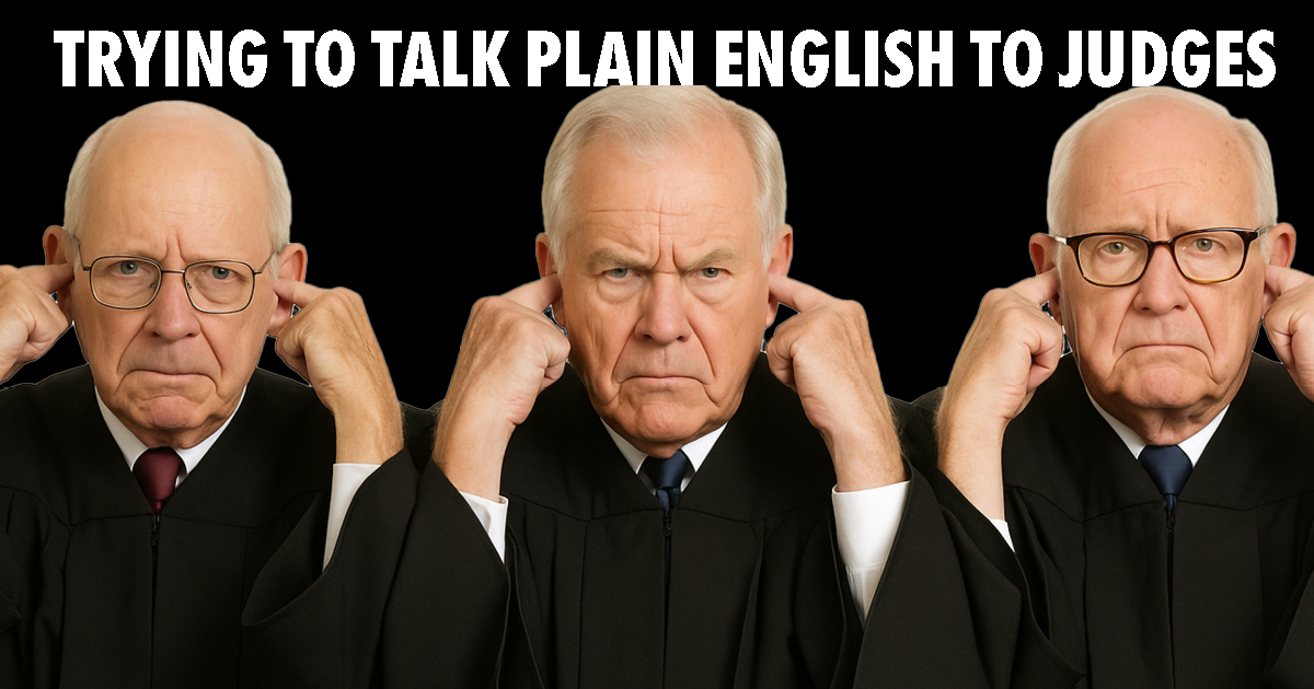 Trying to talk plain english to judges