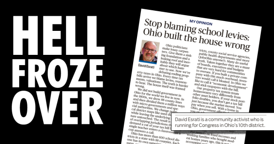 hell froze over Hell Froze Over- Esrati OP-ED on Ohio property taxes published